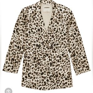 L'Agence Kenzie Animal Print Silk Blazer